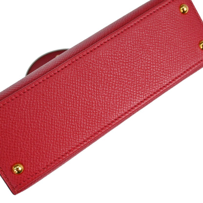 Hermes Rouge Garance Courchevel Mini Kelly 15 Sellier 2way Shoulder Handbag