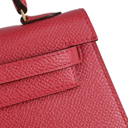 Hermes Rouge Garance Courchevel Mini Kelly 15 Sellier 2way Shoulder Handbag