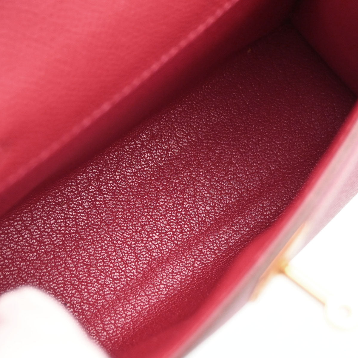 Hermes Rouge Garance Courchevel Mini Kelly 15 Sellier 2way Shoulder Handbag