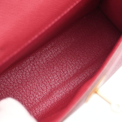 Hermes Rouge Garance Courchevel Mini Kelly 15 Sellier 2way Shoulder Handbag