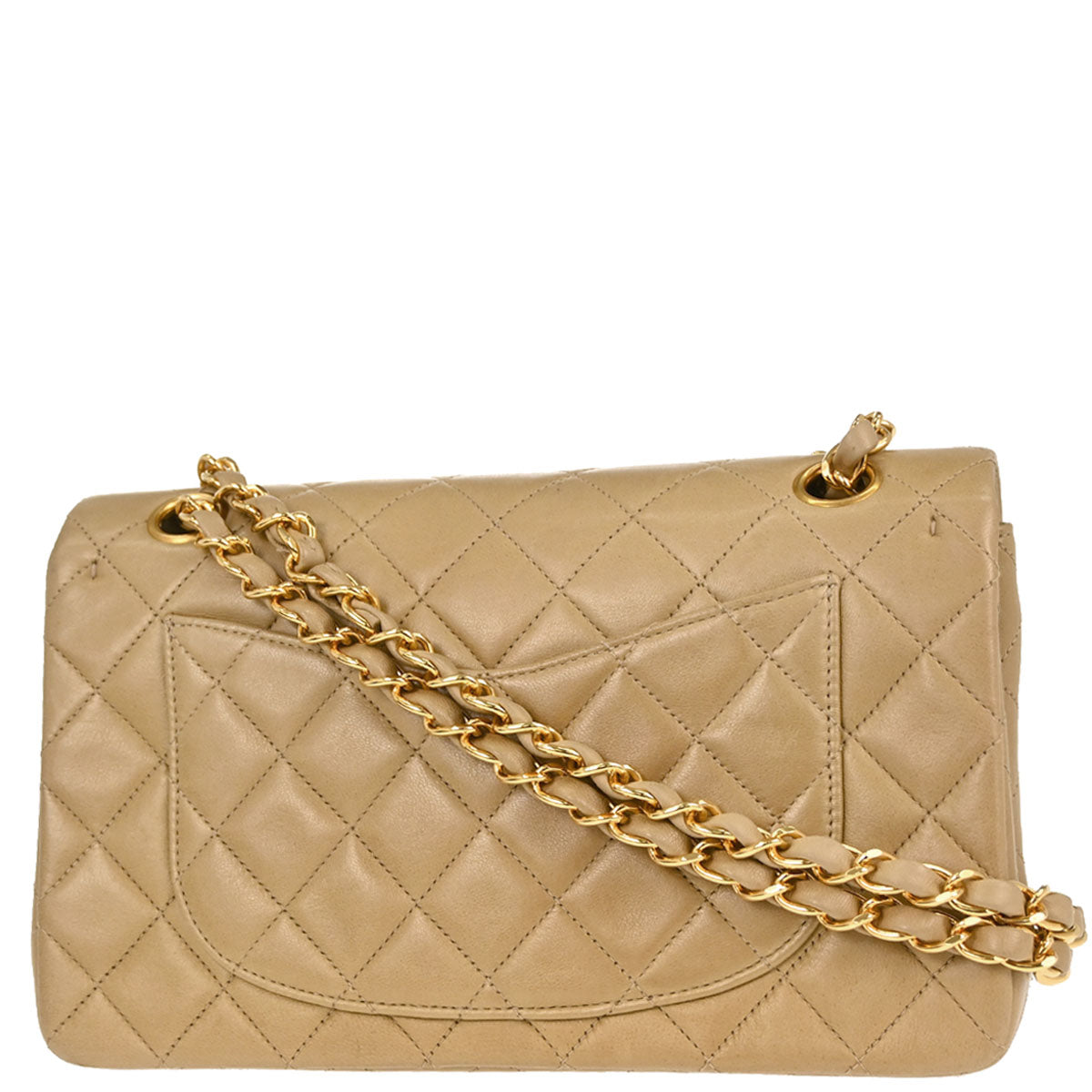 Chanel 1996-1997 Beige Lambskin Small Classic Double Flap Shoulder Bag