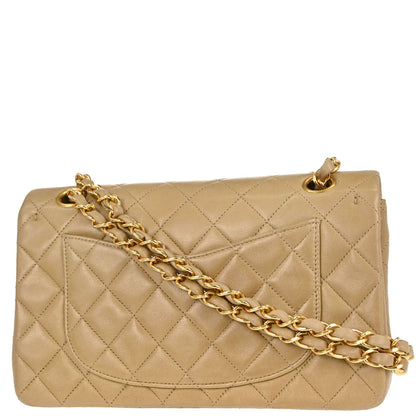 Chanel 1996-1997 Beige Lambskin Small Classic Double Flap Shoulder Bag