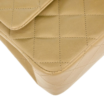 Chanel 1996-1997 Beige Lambskin Small Classic Double Flap Shoulder Bag