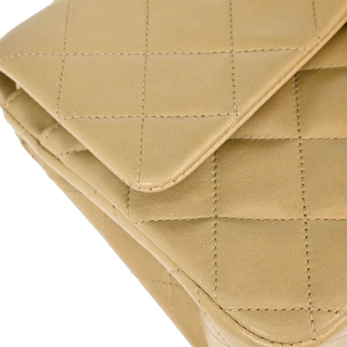 Chanel 1996-1997 Beige Lambskin Small Classic Double Flap Shoulder Bag
