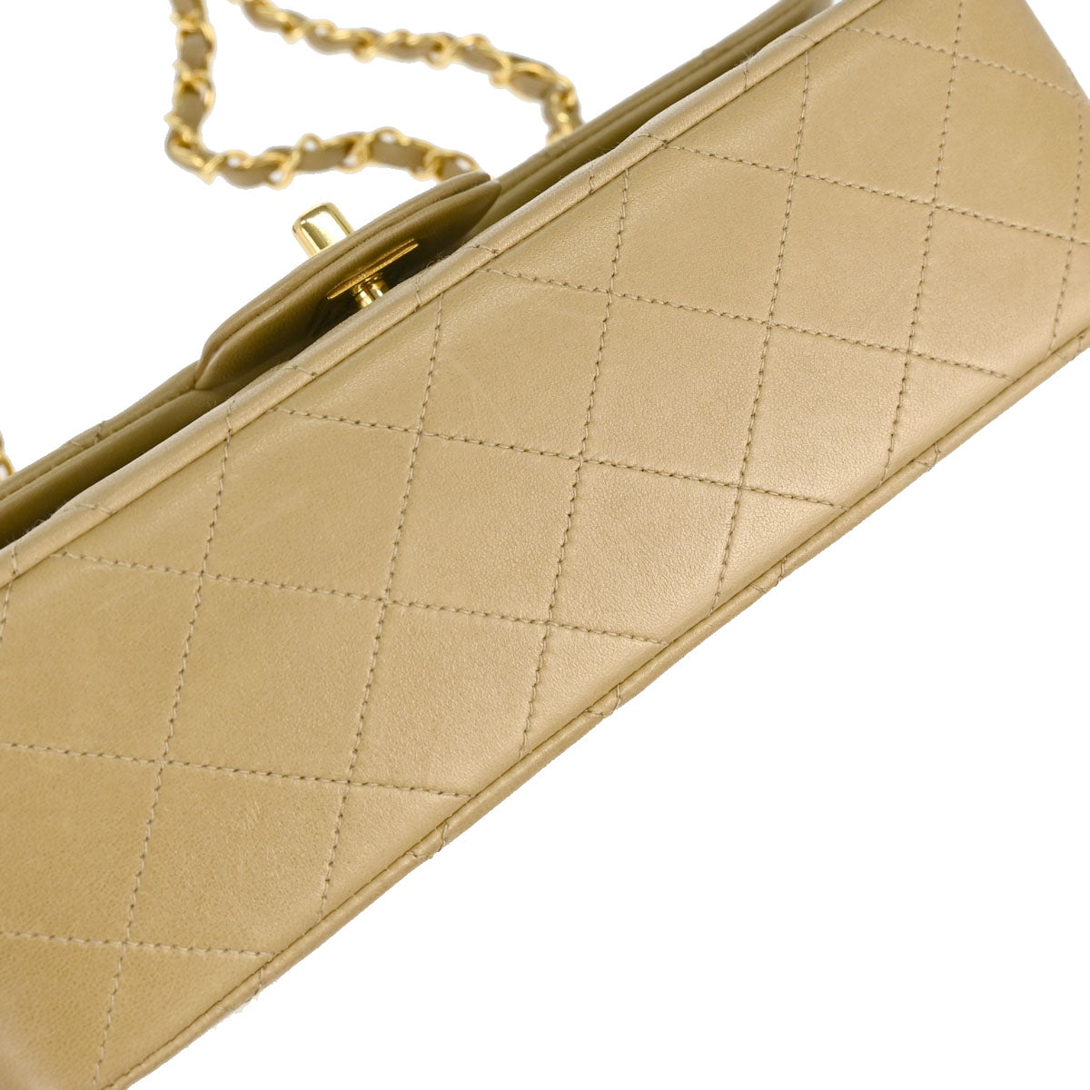 Chanel 1996-1997 Beige Lambskin Small Classic Double Flap Shoulder Bag