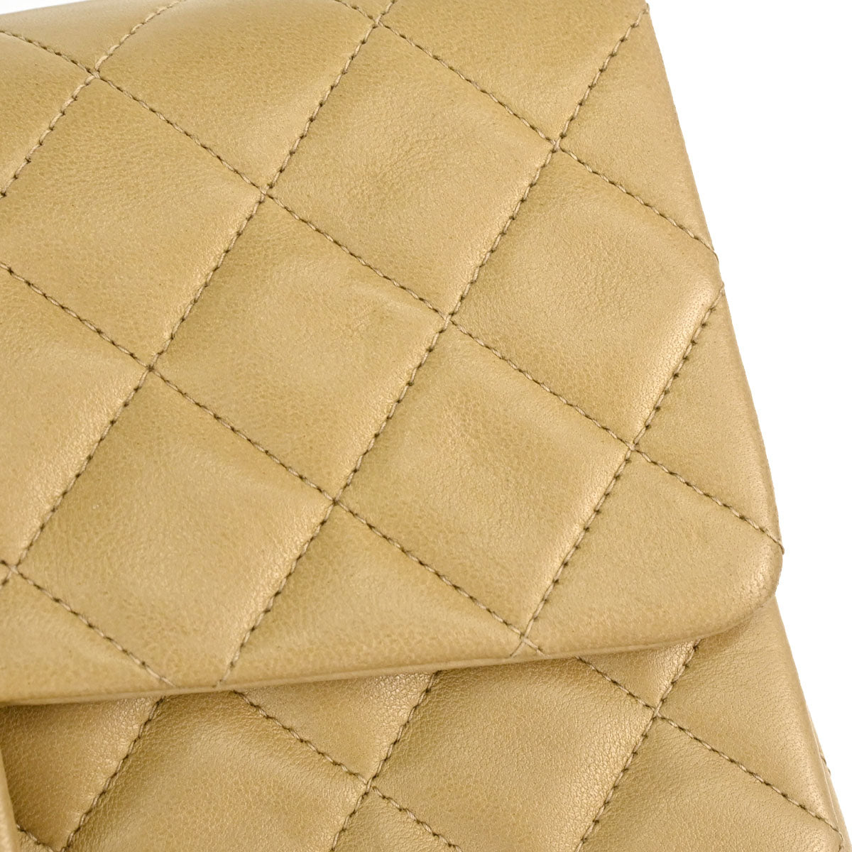 Chanel 1996-1997 Beige Lambskin Small Classic Double Flap Shoulder Bag