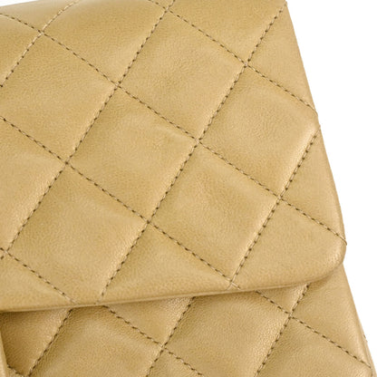 Chanel 1996-1997 Beige Lambskin Small Classic Double Flap Shoulder Bag