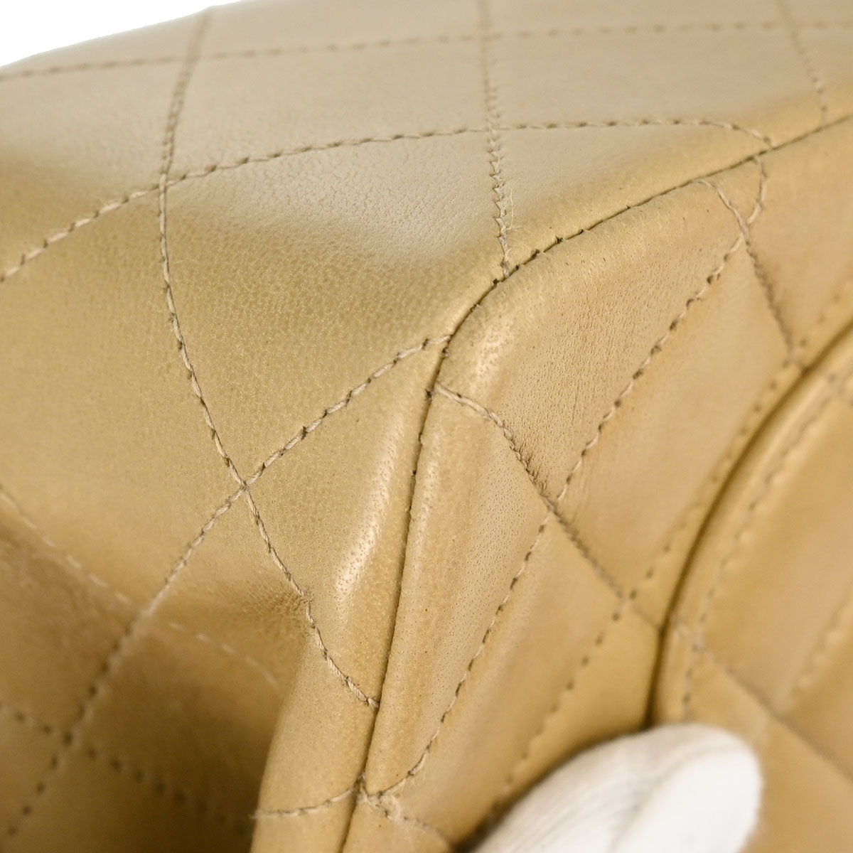 Chanel 1996-1997 Beige Lambskin Small Classic Double Flap Shoulder Bag