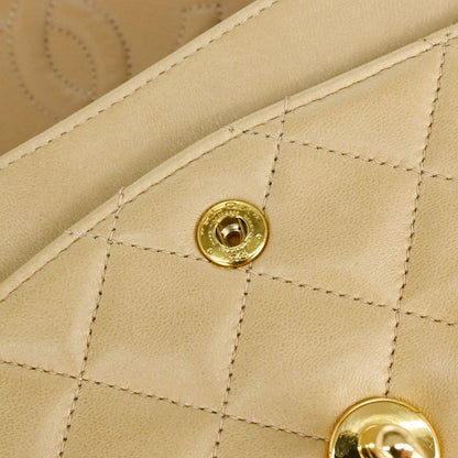 Chanel 1996-1997 Beige Lambskin Small Classic Double Flap Shoulder Bag