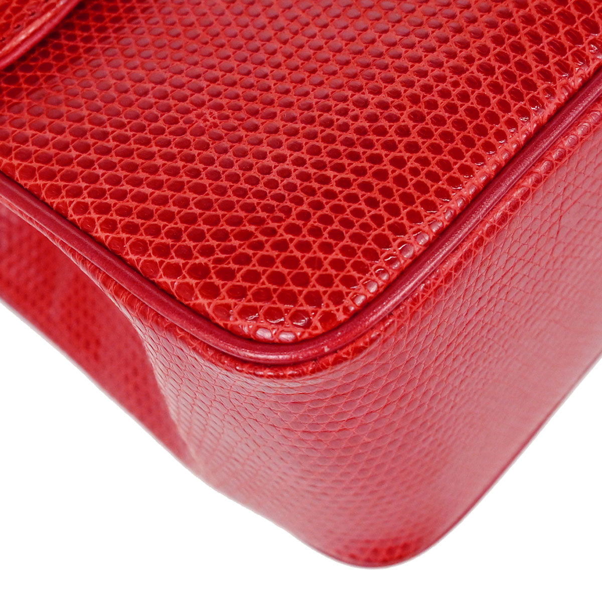 Chanel * 1986-1988 Red Lizard Mini Classic Square Flap Shoulder Bag 17