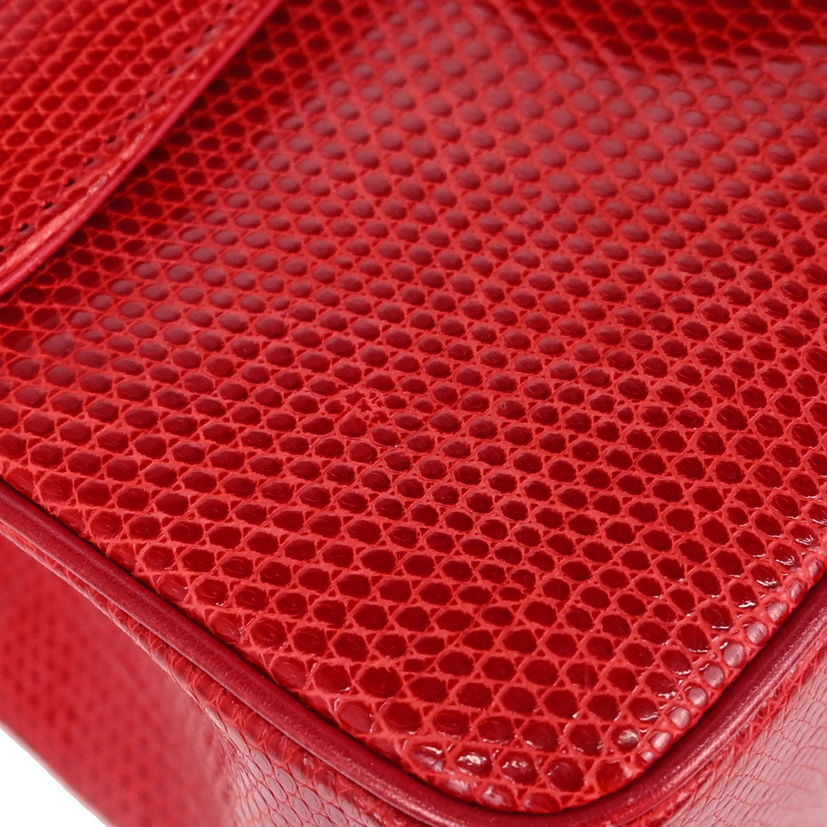 Chanel * 1986-1988 Red Lizard Mini Classic Square Flap Shoulder Bag 17