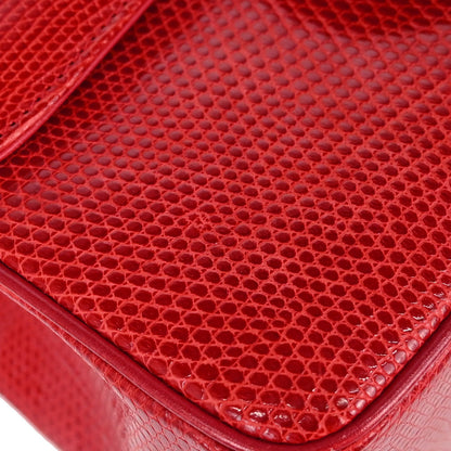 Chanel * 1986-1988 Red Lizard Mini Classic Square Flap Shoulder Bag 17