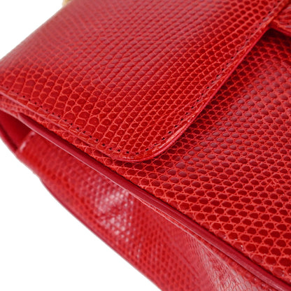 Chanel * 1986-1988 Red Lizard Mini Classic Square Flap Shoulder Bag 17