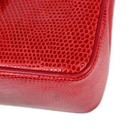 Chanel * 1986-1988 Red Lizard Mini Classic Square Flap Shoulder Bag 17
