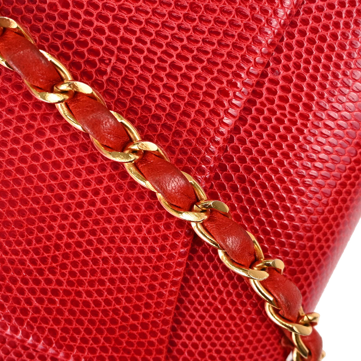 Chanel * 1986-1988 Red Lizard Mini Classic Square Flap Shoulder Bag 17