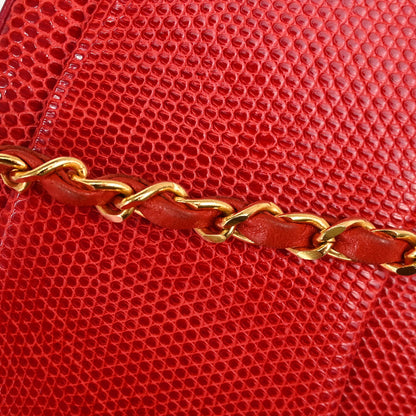Chanel * 1986-1988 Red Lizard Mini Classic Square Flap Shoulder Bag 17