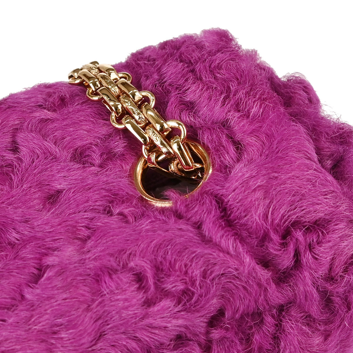 Chanel 2000-2001 Pink Persian Lamb Straight Flap Shoulder Bag