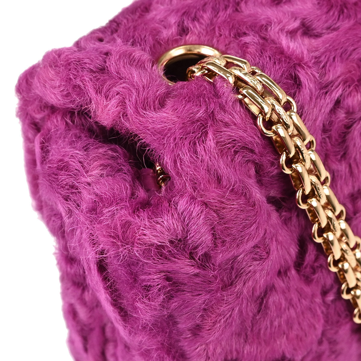 Chanel 2000-2001 Pink Persian Lamb Straight Flap Shoulder Bag