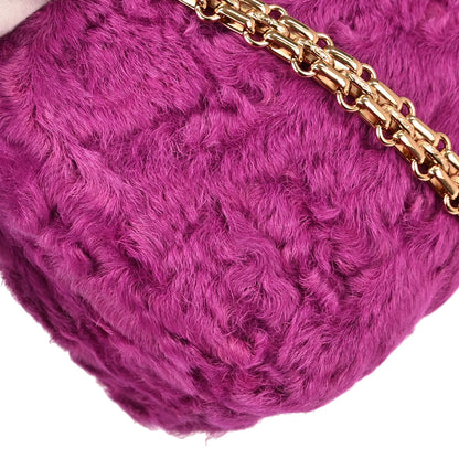 Chanel 2000-2001 Pink Persian Lamb Straight Flap Shoulder Bag