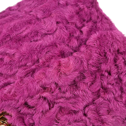 Chanel 2000-2001 Pink Persian Lamb Straight Flap Shoulder Bag