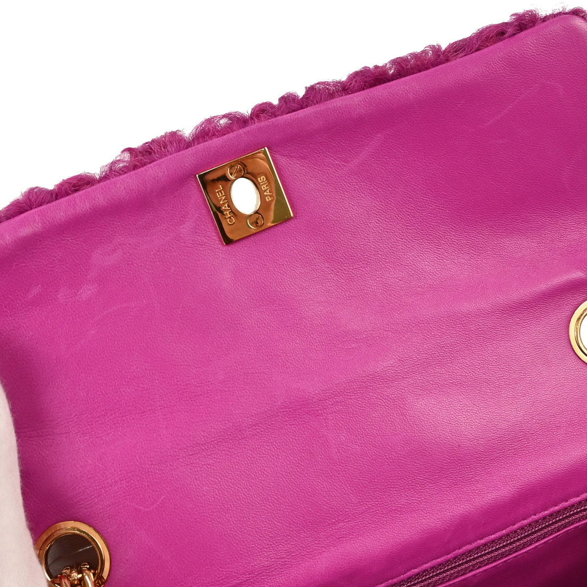 Chanel 2000-2001 Pink Persian Lamb Straight Flap Shoulder Bag