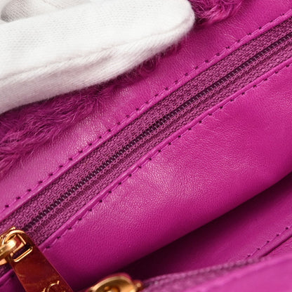 Chanel 2000-2001 Pink Persian Lamb Straight Flap Shoulder Bag