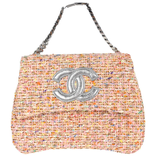 Chanel 1996-1997 Pink Tweed Glitter Handbag