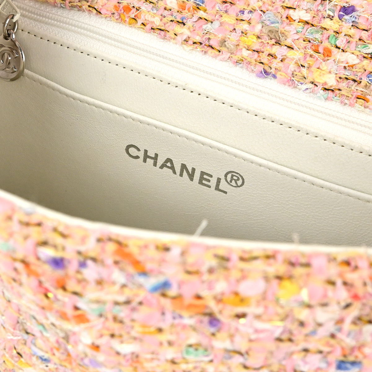 Chanel 1996-1997 Pink Tweed Glitter Handbag