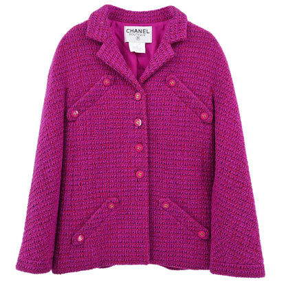 Chanel 1995 Single Breasted Tweed Jacket Pink #34