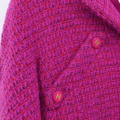Chanel 1995 Single Breasted Tweed Jacket Pink #34