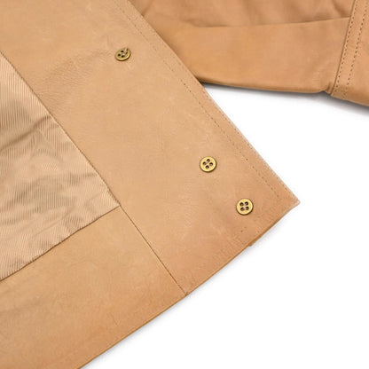 Gucci Genuine Leather Embroidery Jacket Brown #38