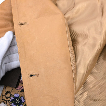 Gucci Genuine Leather Embroidery Jacket Brown #38