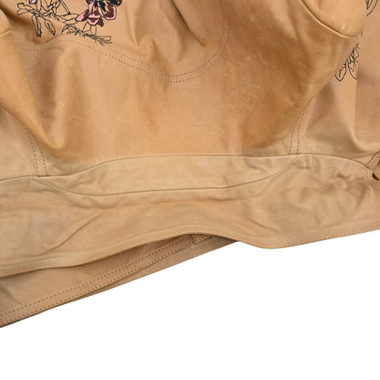 Gucci Genuine Leather Embroidery Jacket Brown #38