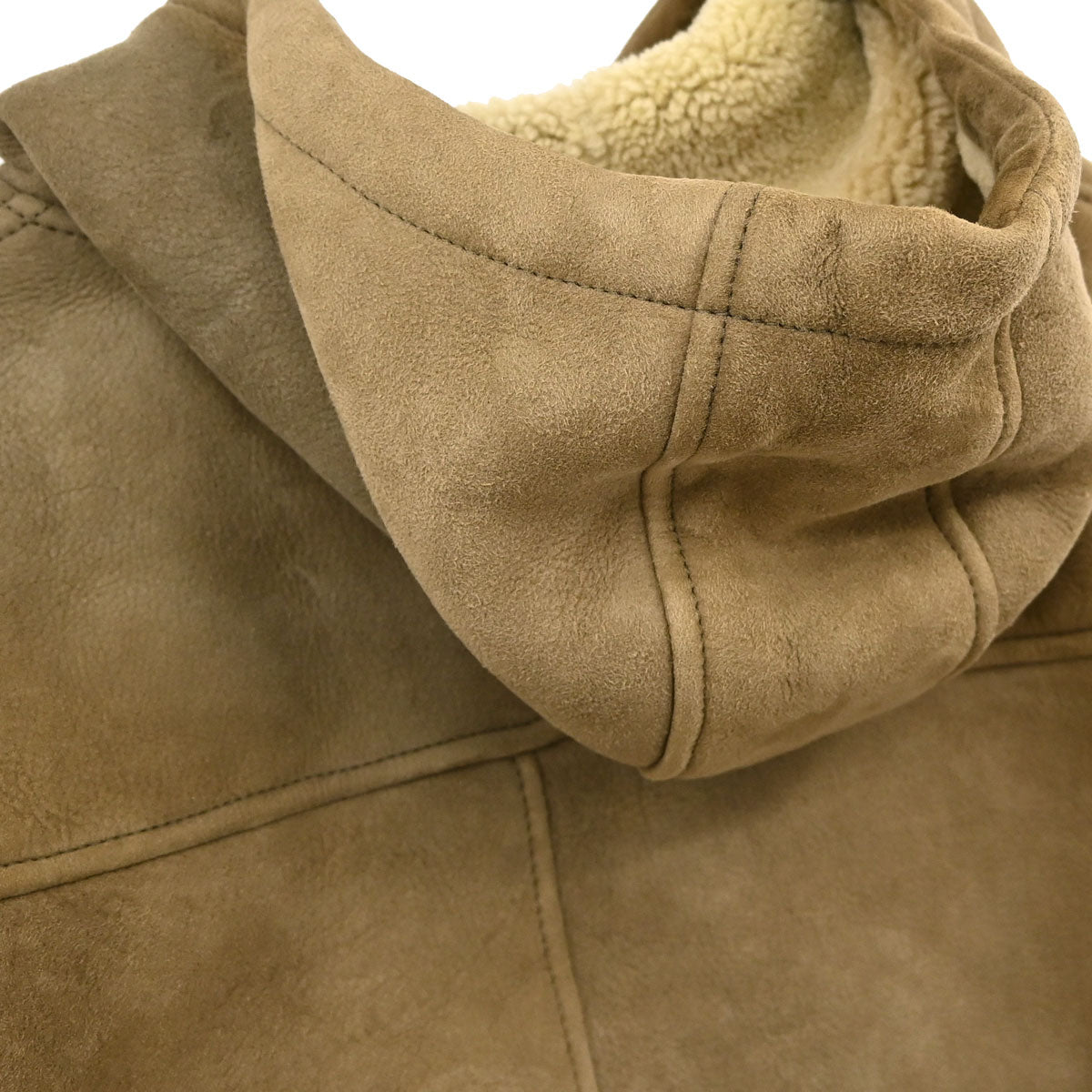 Gucci Mouton Hooded Zip Up Jacket Lambskin Brown #48