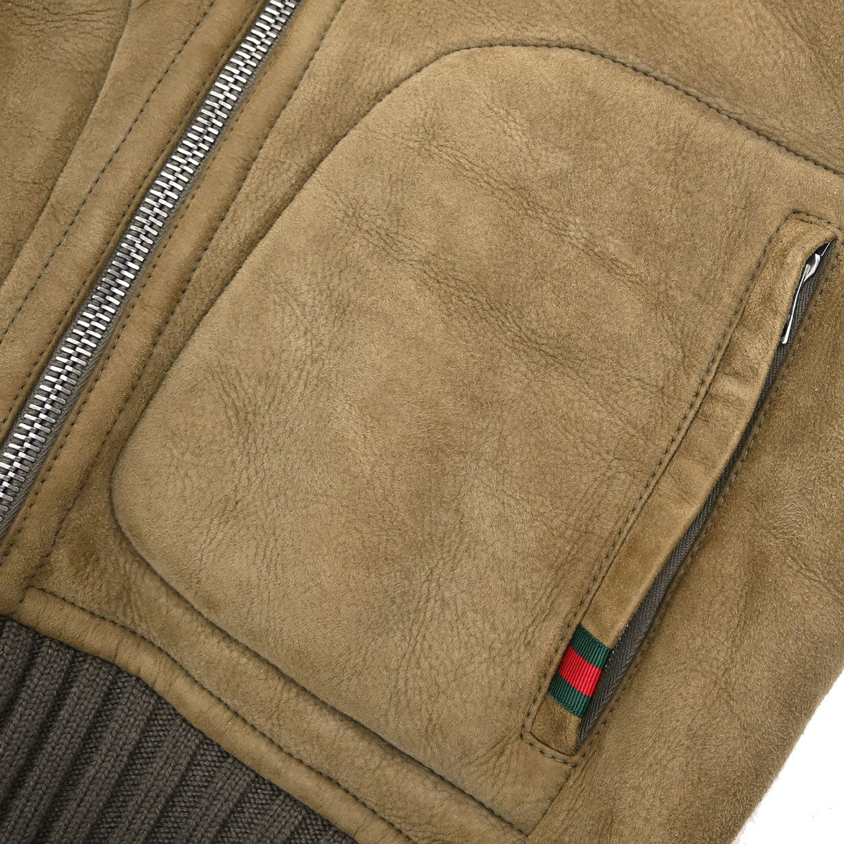 Gucci Mouton Hooded Zip Up Jacket Lambskin Brown #48