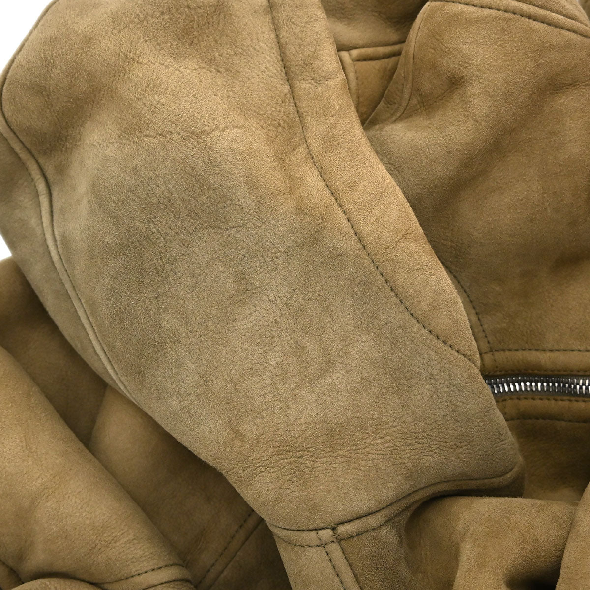 Gucci Mouton Hooded Zip Up Jacket Lambskin Brown #48