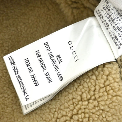 Gucci Mouton Hooded Zip Up Jacket Lambskin Brown #48