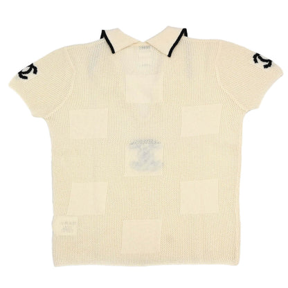 Chanel 2001 Short Sleeve Knit Top Ivory #42