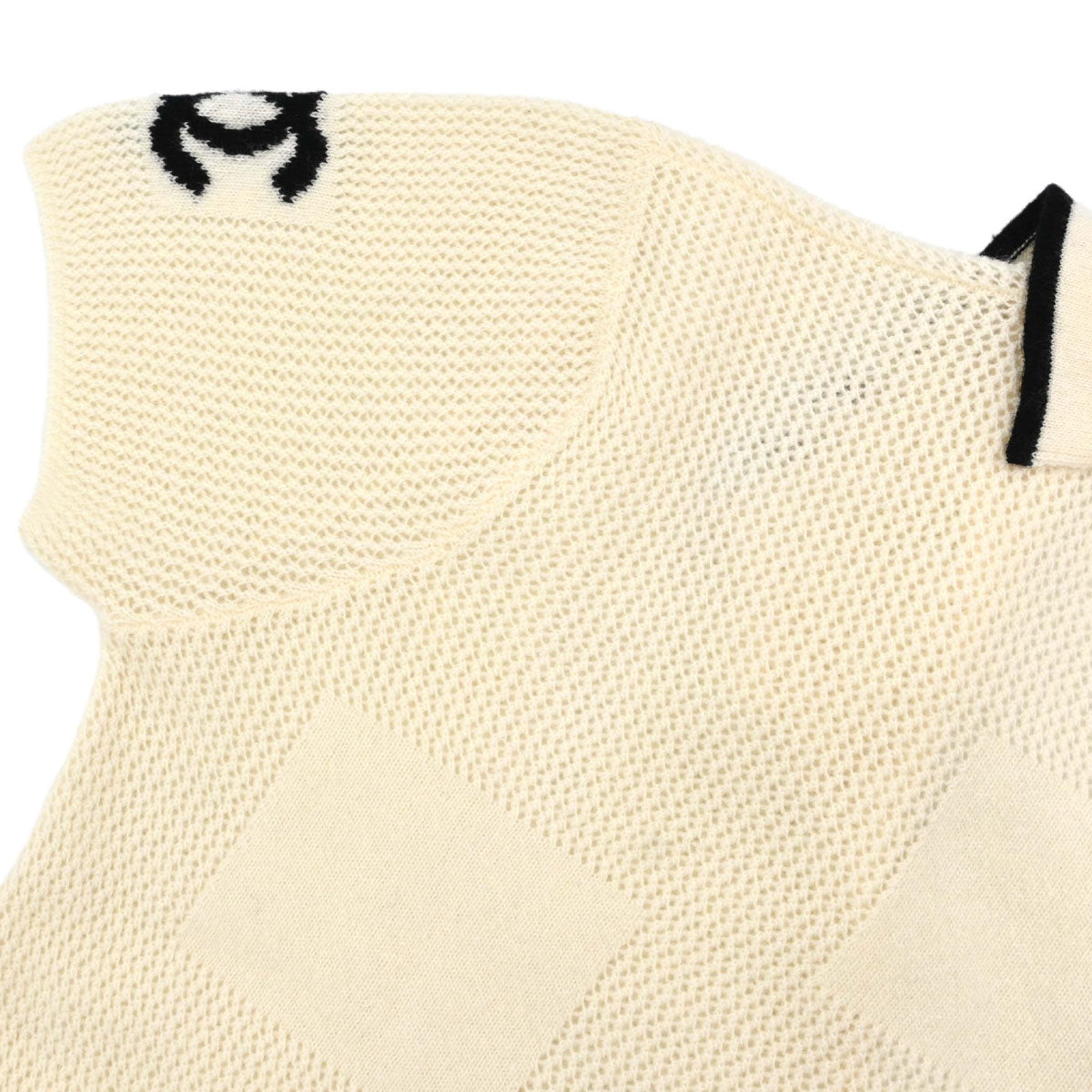 Chanel 2001 Short Sleeve Knit Top Ivory #42