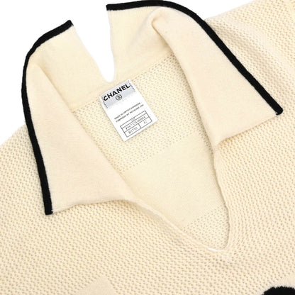 Chanel 2001 Short Sleeve Knit Top Ivory #42