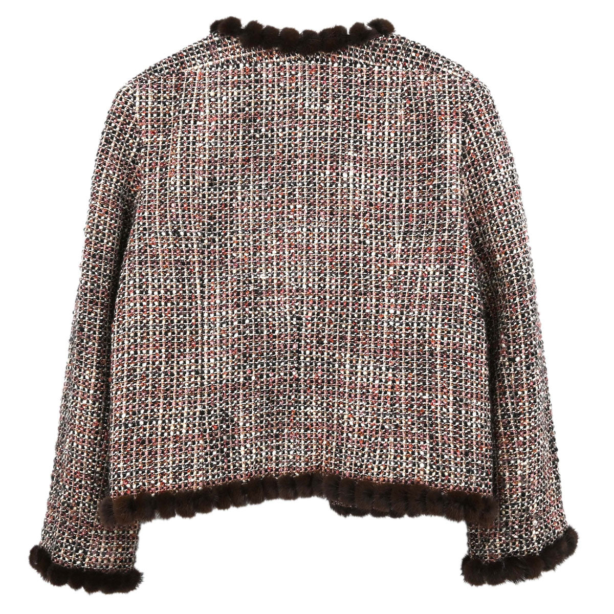 Chanel 2003 Mink Fur Trim Tweed Jacket #42