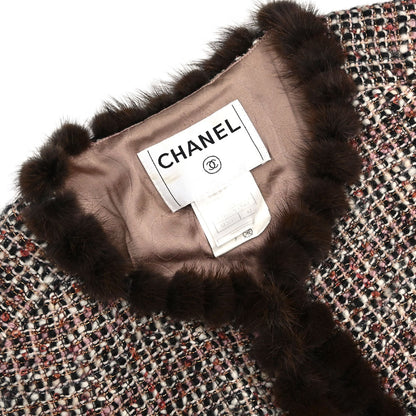 Chanel 2003 Mink Fur Trim Tweed Jacket #42