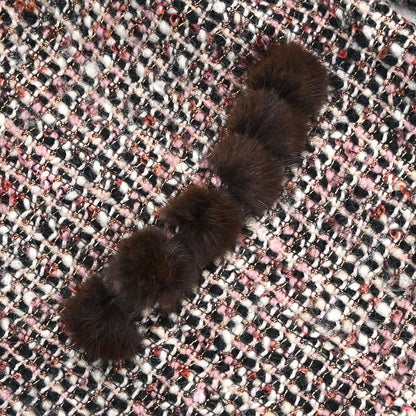 Chanel 2003 Mink Fur Trim Tweed Jacket #42