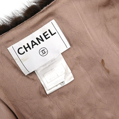 Chanel 2003 Mink Fur Trim Tweed Jacket #42