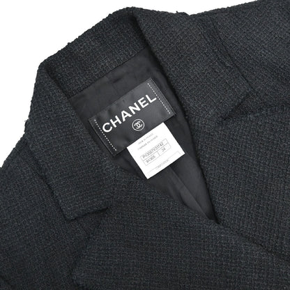 Chanel 2012 Double Breasted Jacket Tweed Black #34
