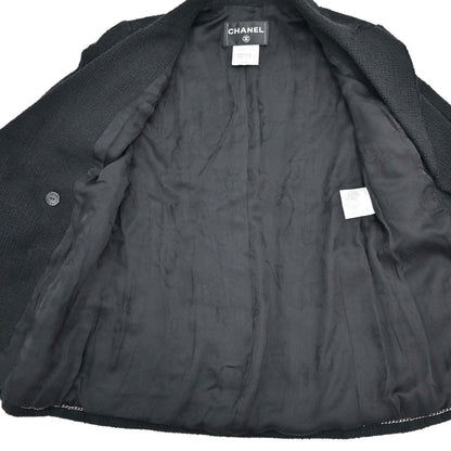 Chanel 2012 Double Breasted Jacket Tweed Black #34