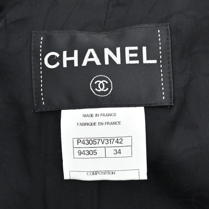 Chanel 2012 Double Breasted Jacket Tweed Black #34