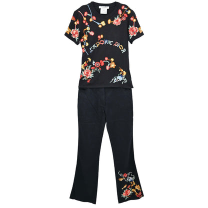 Christian Dior 2001 Setup Top Pants Black #36