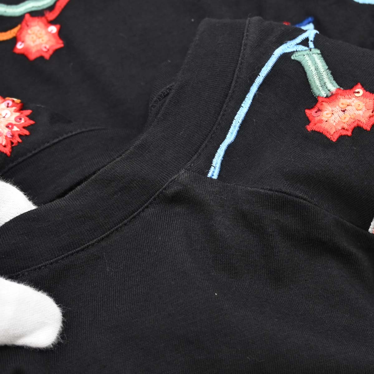 Christian Dior 2001 T-shirt Top Embroidery Sequins Black #36