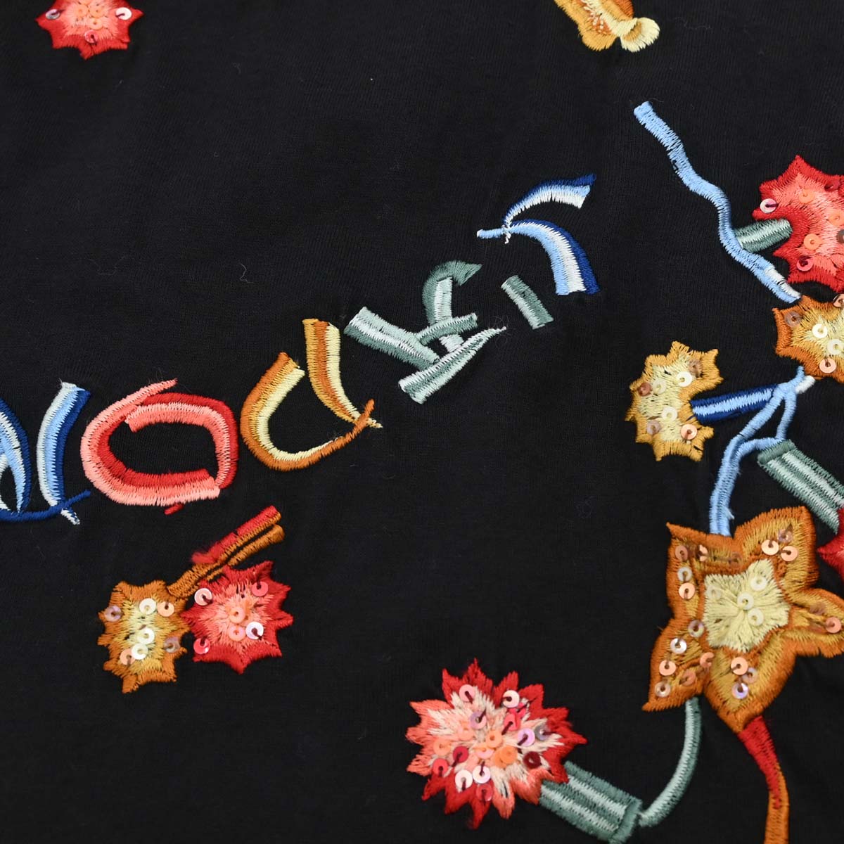 Christian Dior 2001 T-shirt Top Embroidery Sequins Black #36